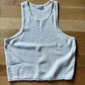 Madewell Gray Ribbed Crop Tank Top